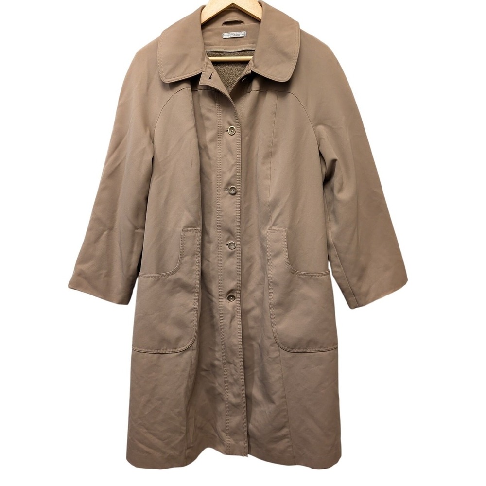 Vintage Forecaster International Trench Coat Lined Jacket Tan Brown Button Front